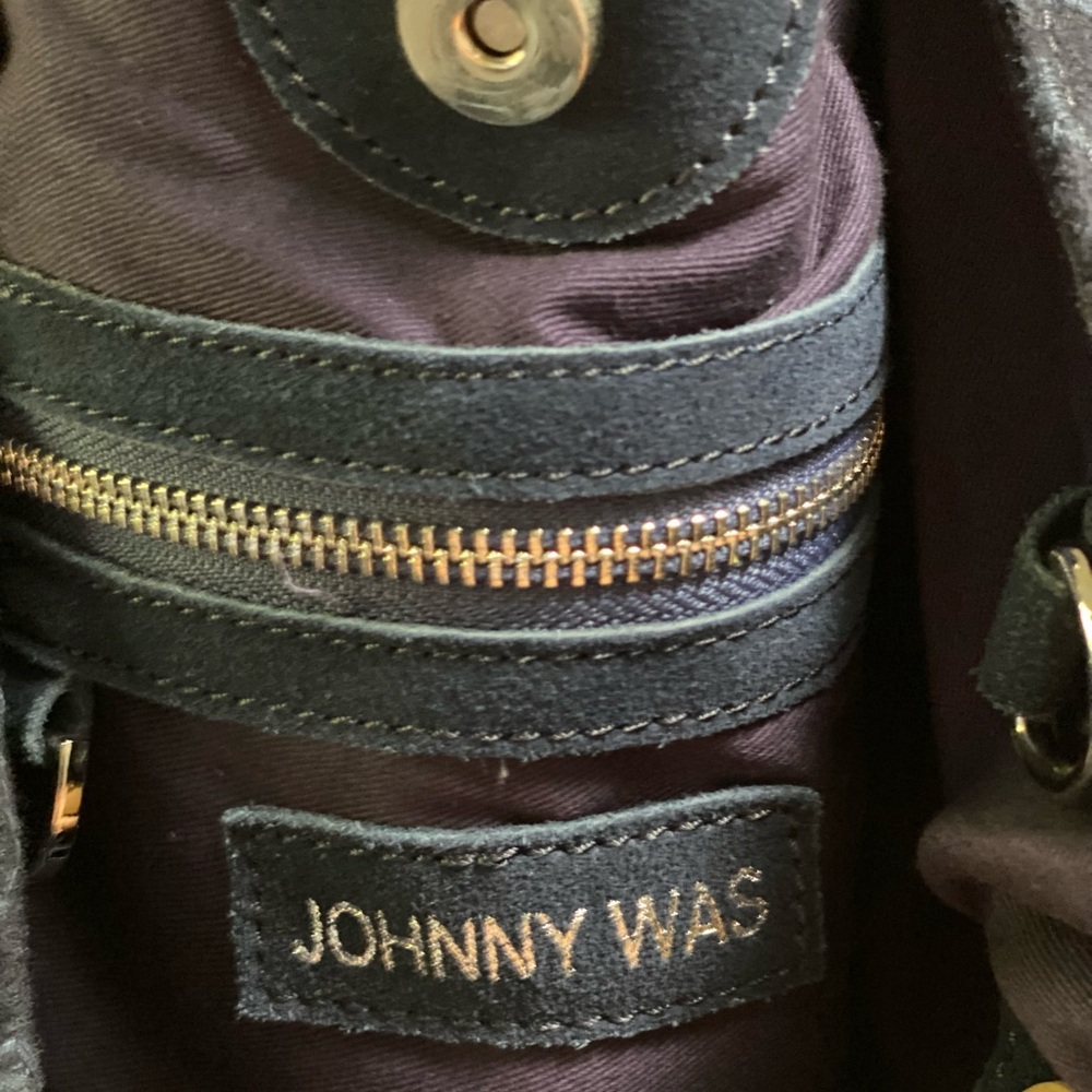 Johnny Was Deep Navy Fringe Shoulder Bag - Picture 6 of 6